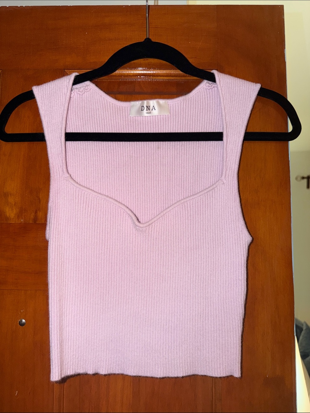 Pink Ribbed Square-Neck Tank Top